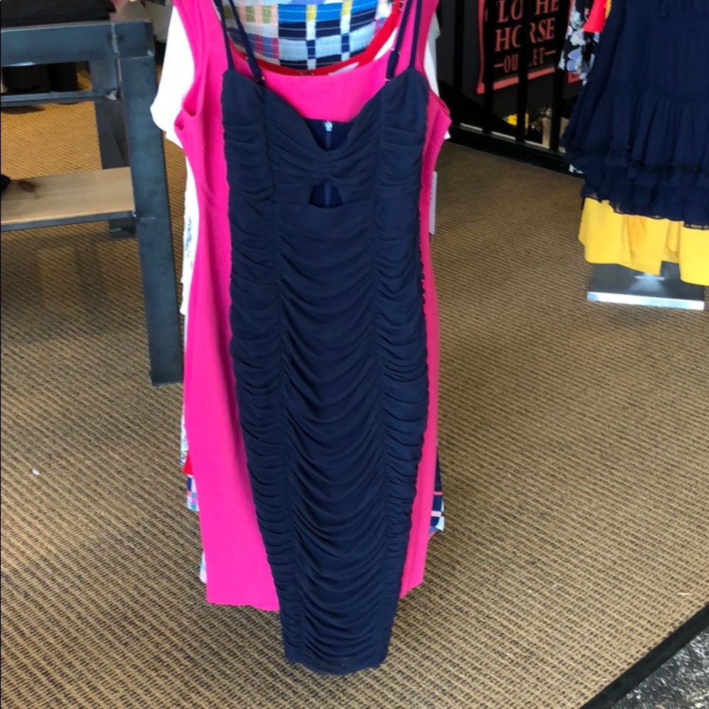 Nookie Romee Rouched Midi Dress In Navy - Picture 5 of 6